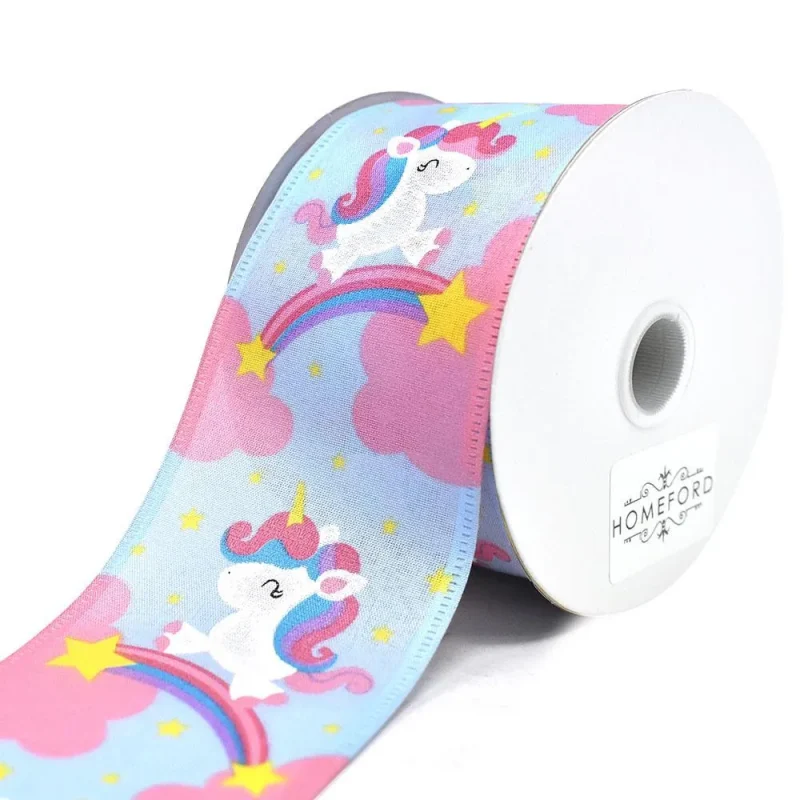 unicorns rainbows wired sheer ribbon 2 5 x 10 yards