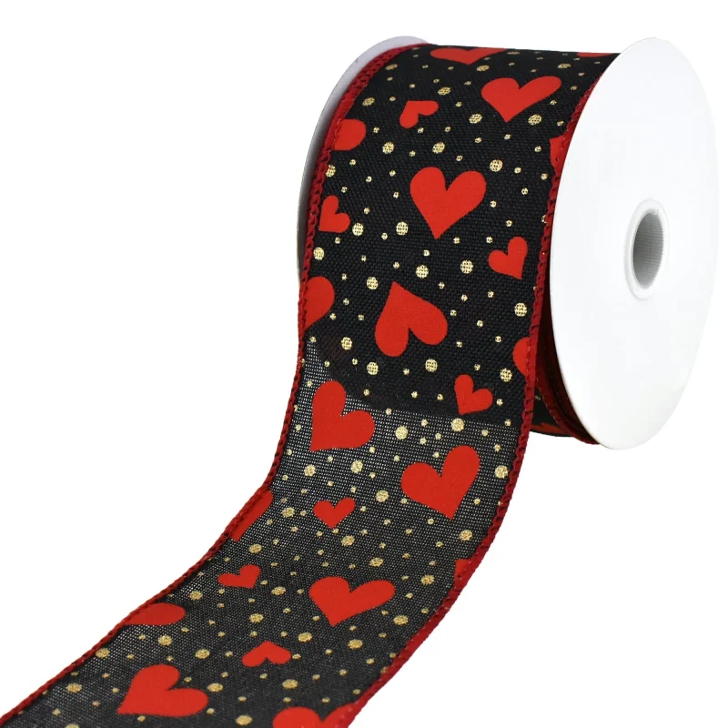 valentine s day hearts polka dot ribbon 2 5 inch x 10 yards