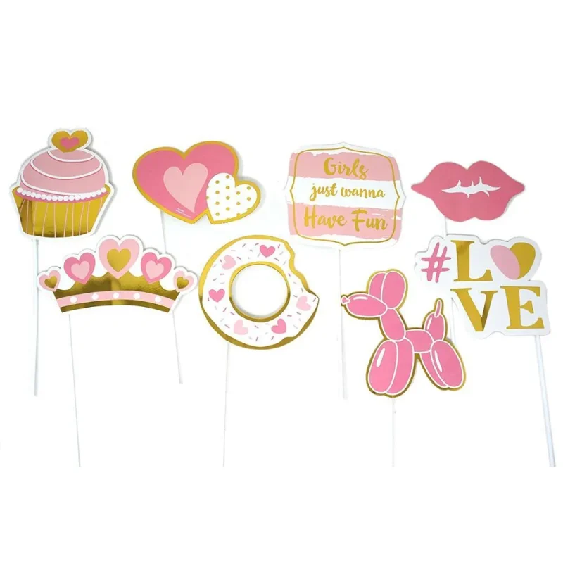 valentine s day photo props 8 piece set with foil stamping