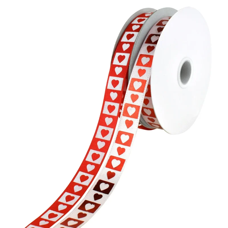 valentines foil heart ribbon 5 8 x 10 yards