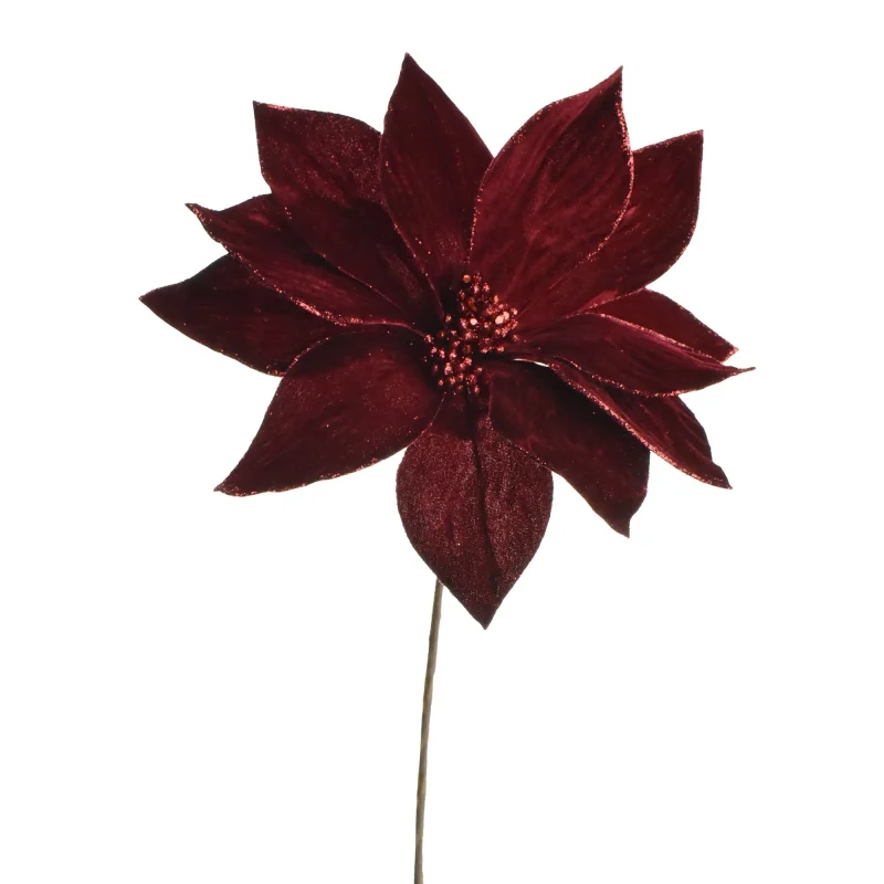 velvet burgundy poinsettia christmas stem 14