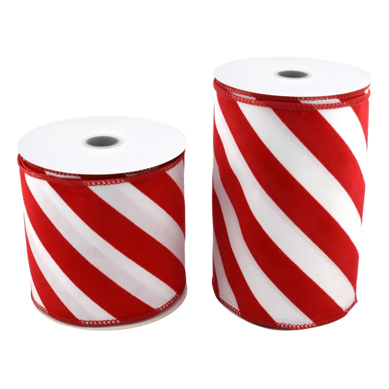 velvet candy cane outdoor ribbon 10yd christmas decor