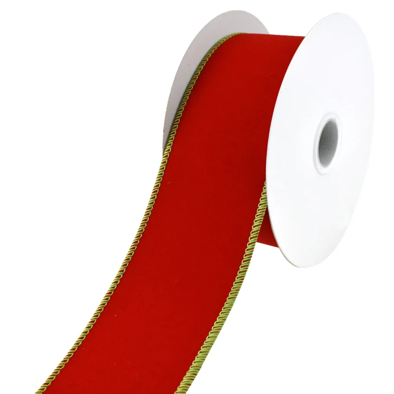 velvet christmas ribbon 2 5 x 10yd red lime green