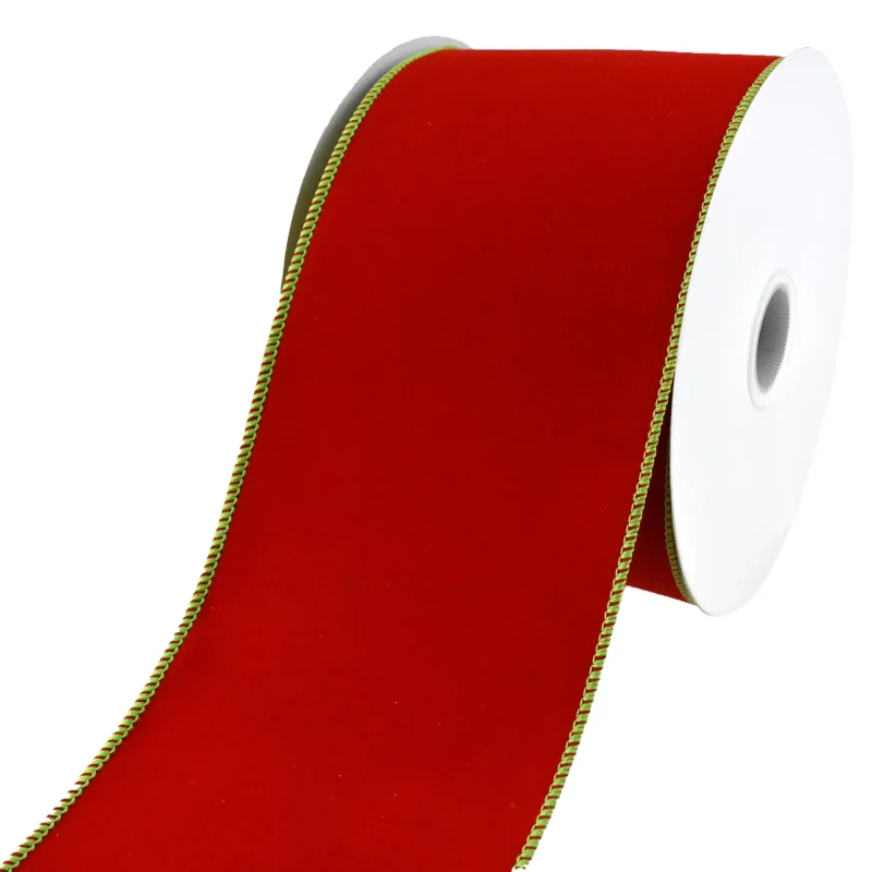 velvet christmas ribbon 4 x 10yd red lime green