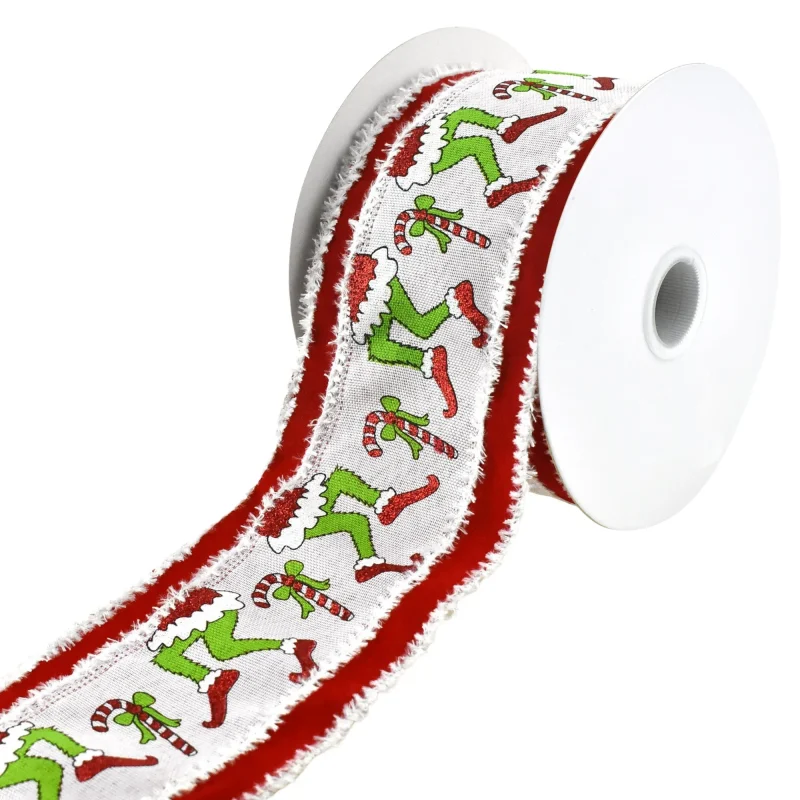 velvet edge monster legs wired ribbon 4 x 10 yards christmas decor