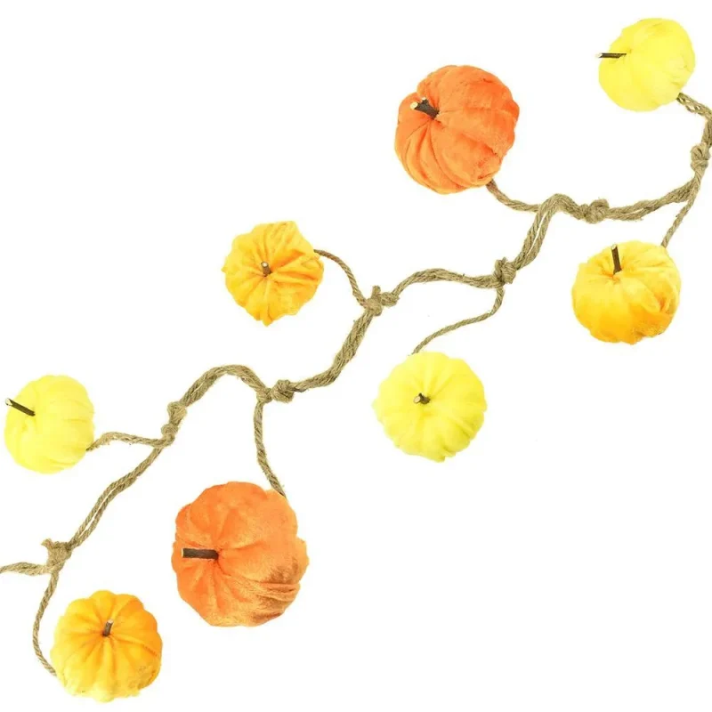 velvet pumpkin garland 4 5 ft fall decor