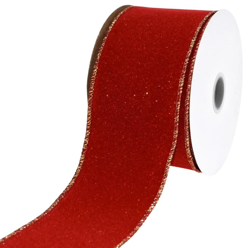 velvet sparkle christmas ribbon 2 5 x 10 yards