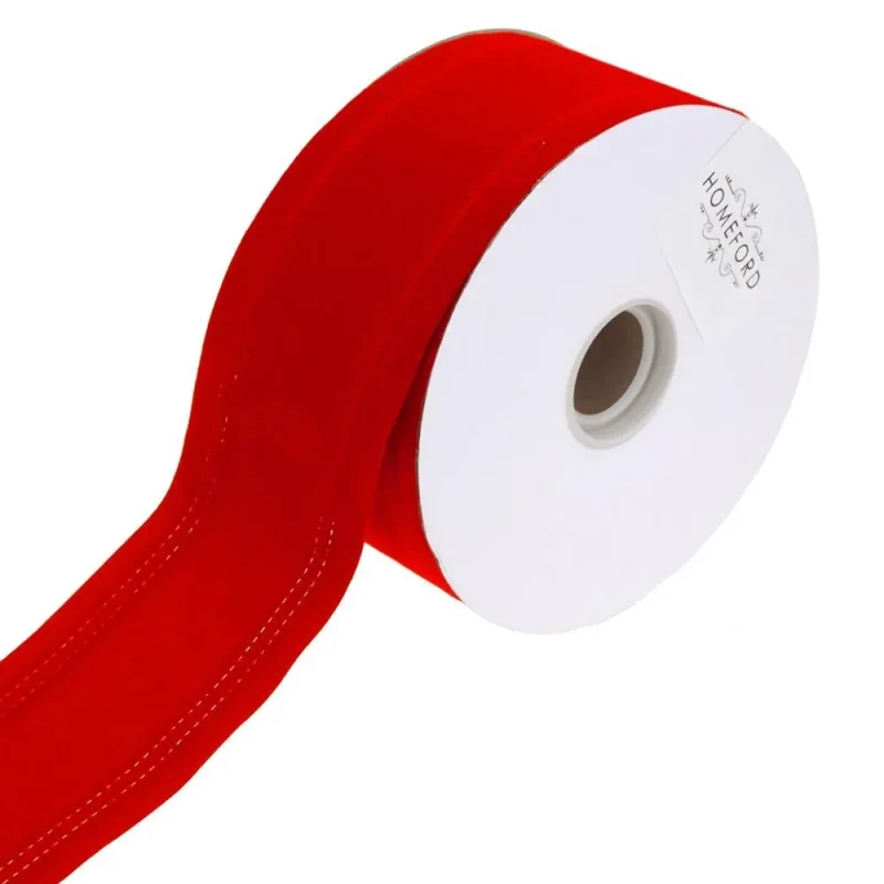 velvet wired red christmas ribbon 2 5 x 25 yards waterproof