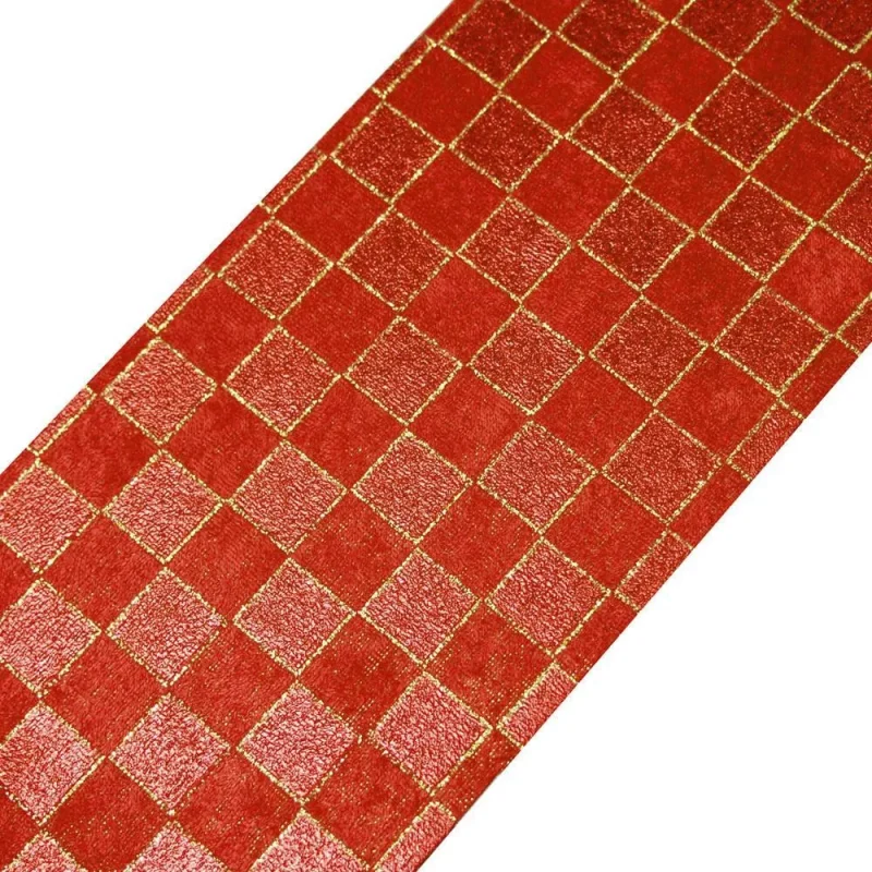 velveteen checkered red sticker 4x11 inches self adhesive fabric