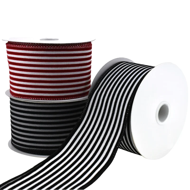 vibrant velvet cabana stripe wired ribbon 2 5 x 10 yards