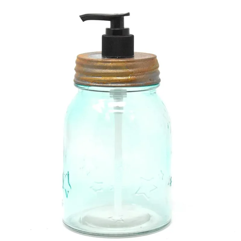 vintage blue mason jar soap pump 7 inch