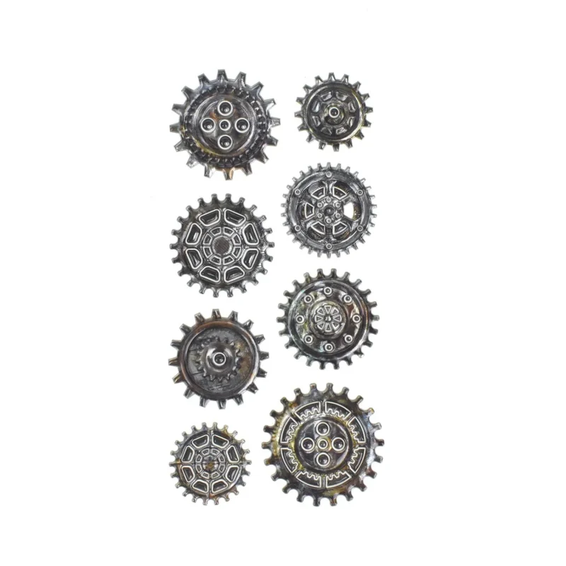 vintage cog and gear stickers 8 piece set