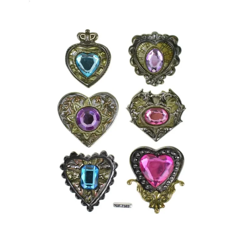 vintage heart jewel stickers 6 pack