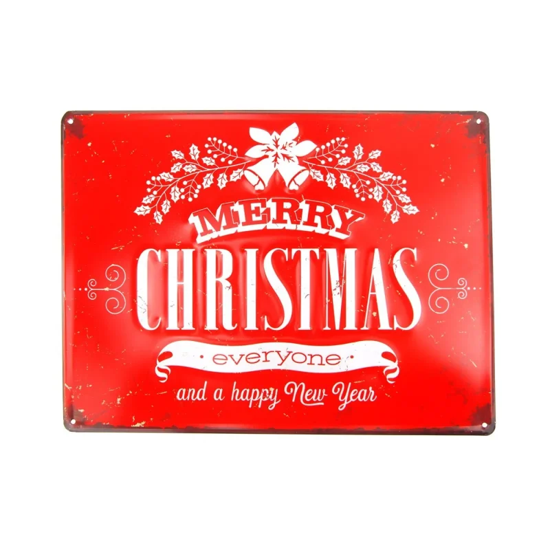 vintage red metal christmas sign 15 75 x 11 75