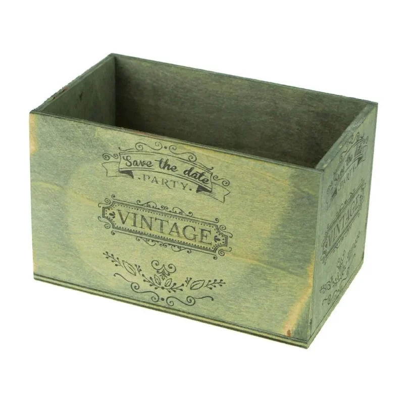 vintage sage wooden crate save the date 6 1 4 inch