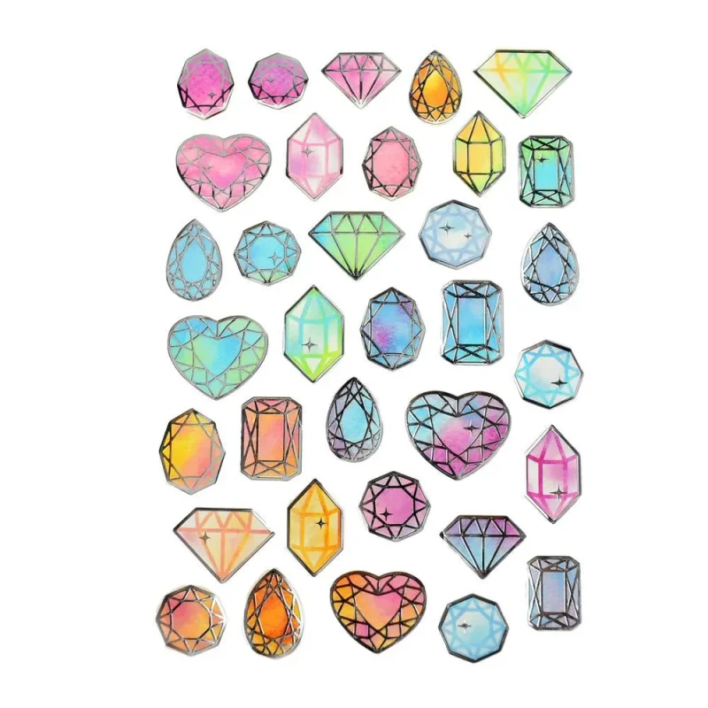 watercolor diamond foil epoxy stickers 29 piece set