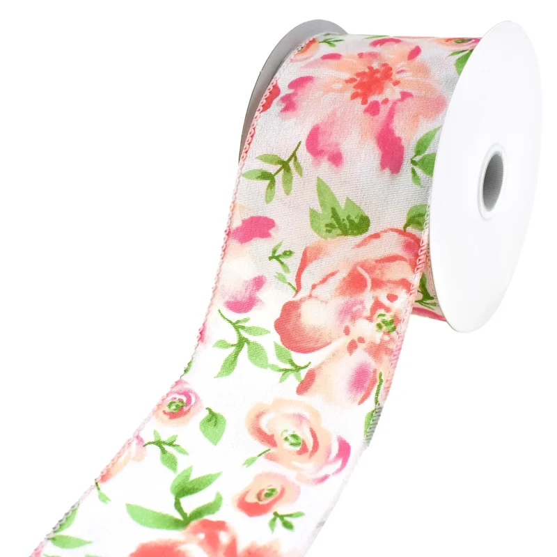 watercolor rose wired ribbon 2 5 x 10 yards