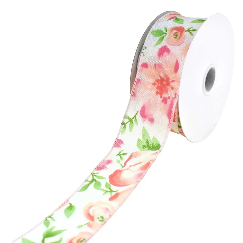 watercolor roses wired ribbon 1 5 inch x 10 yards