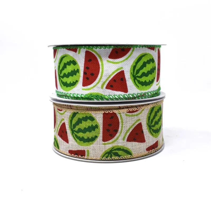 watermelon print canvas ribbon 1 5 inch x 10 yards