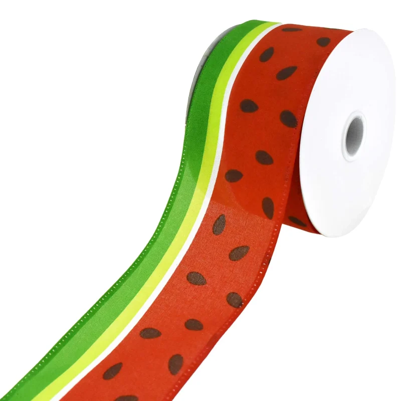 watermelon slice satin wired ribbon 2 5 inch 10 yards