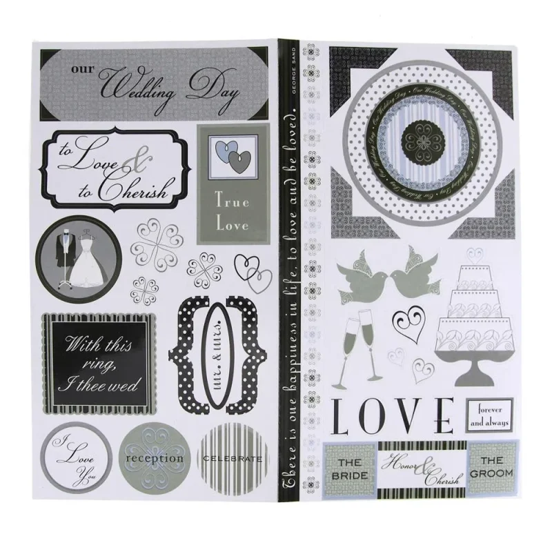 wedding day black white cardstock stickers 10