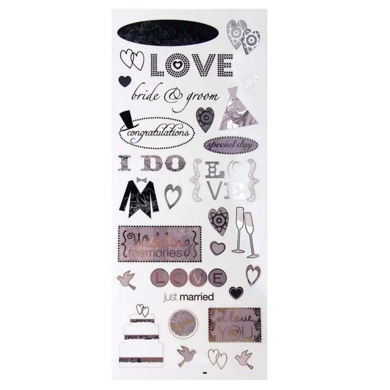 wedding photo safe clear foil stickers 30 pack