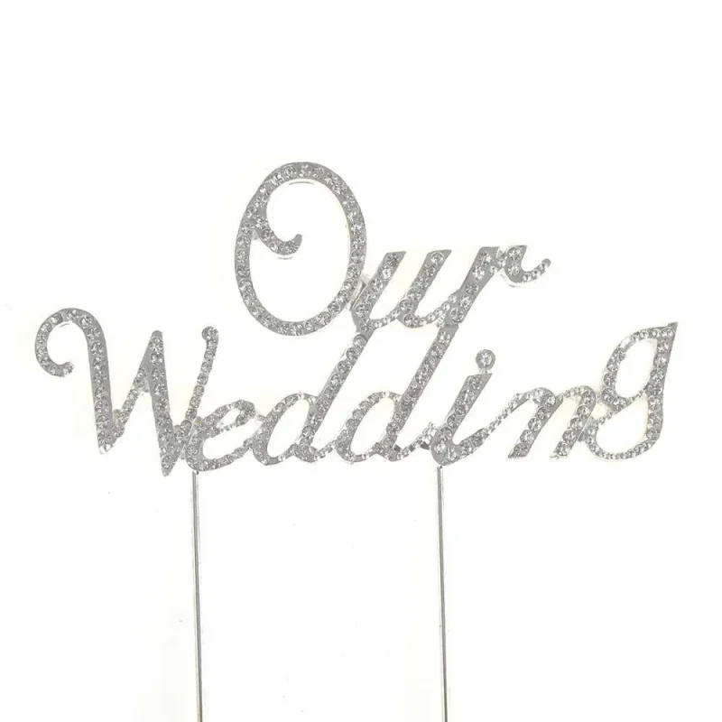 wedding rhinestone cake toppers silver elegant celebration