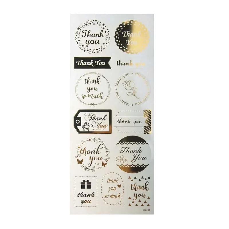 wedding thank you gold foil stickers 13 pack