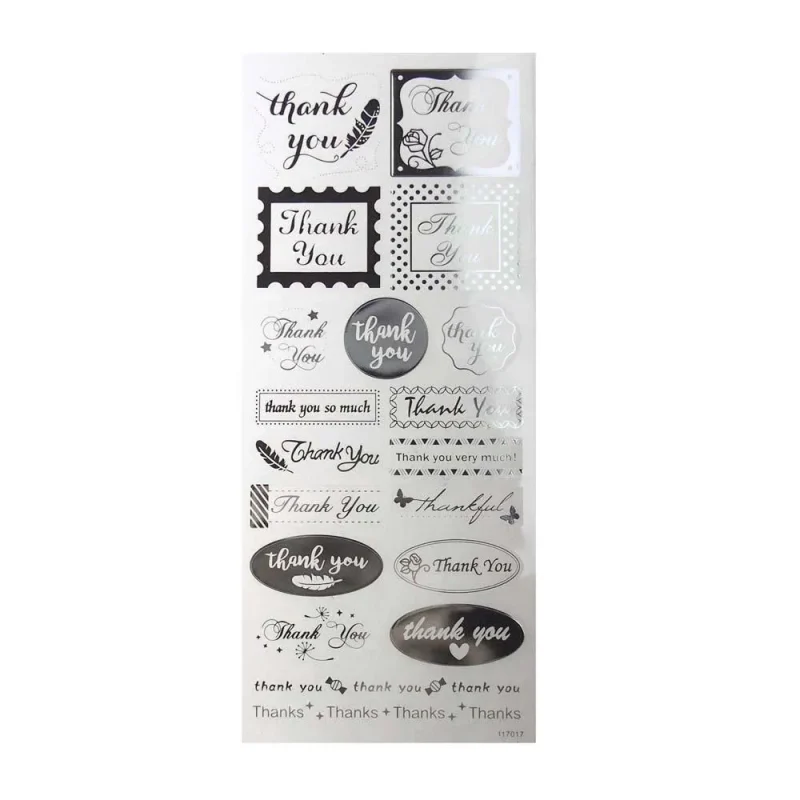 wedding thank you stickers silver 18ct