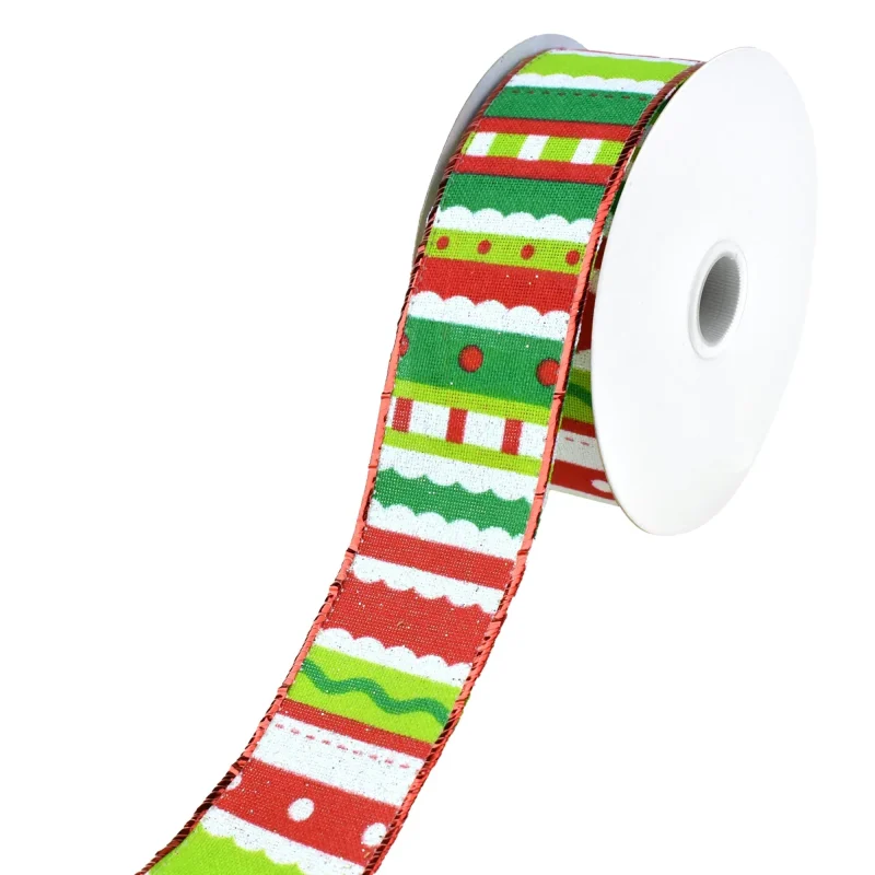 whimsy stripes christmas ribbon 1 5 inch x 10 yards