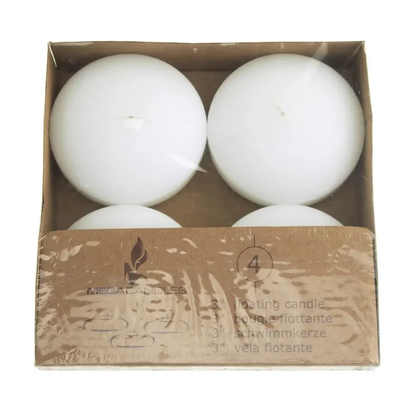 white 3 inch unscented round floating candles set of 4