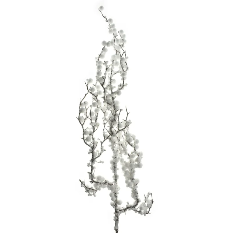 white 35 artificial snow covered berry stem