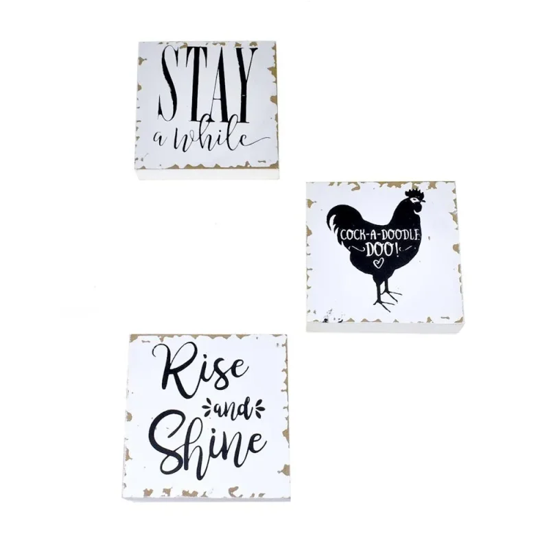 white 5 inch 3 piece home block signs