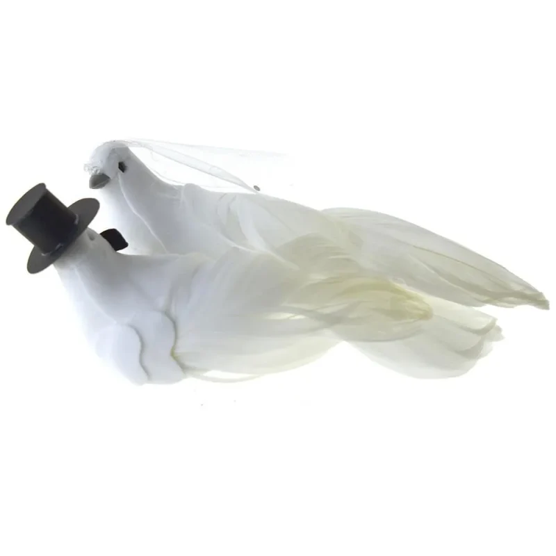 white 5 inch bride groom dove favor decor