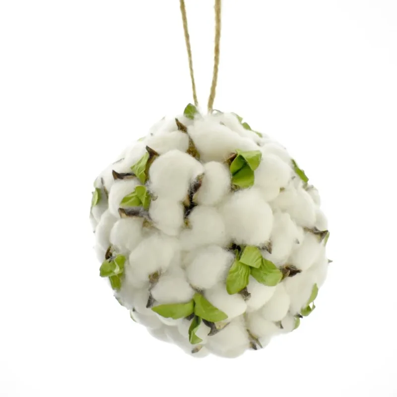 white 5 inch hanging cotton flower ball