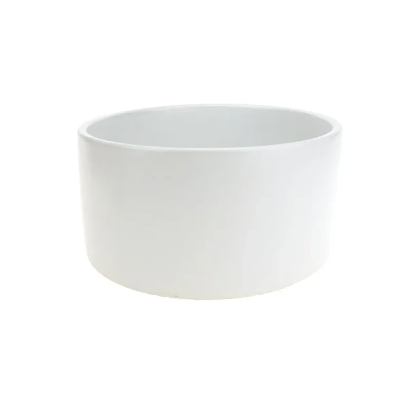 white 8 matte ceramic round cylinder pot