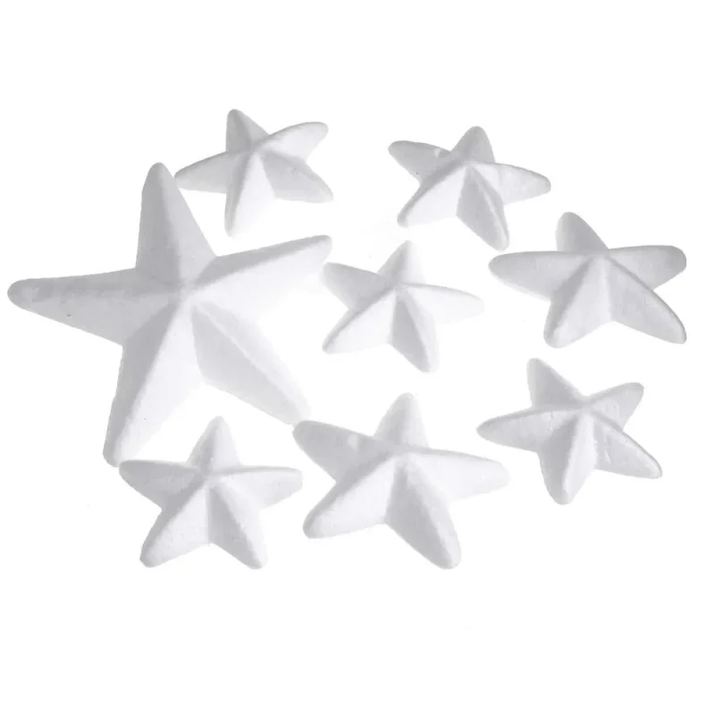 white 8 piece assorted stars polyfoam diy craft kit