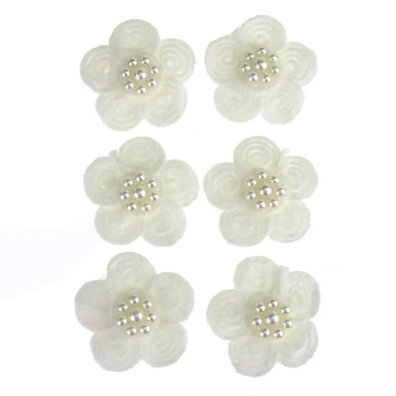 white anemone organza flower trim favors 2 inch pack of 6