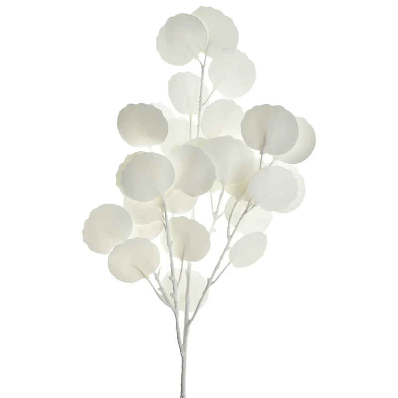 white artificial eucalyptus leaf stem 32 inch