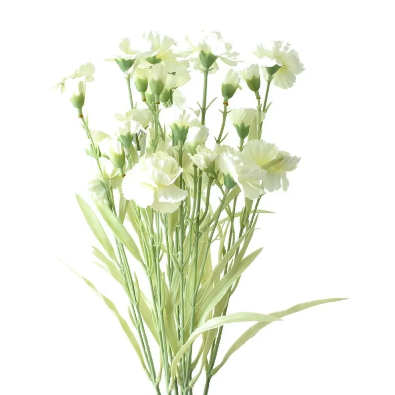 white artificial sweet carnation bush spray 19 5 inch