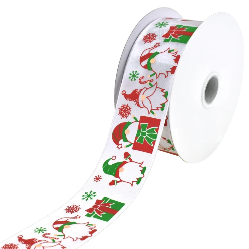 white christmas gnome satin ribbon 1 5 x 10 yards