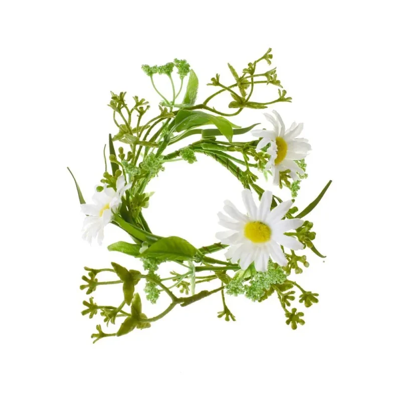 white daisy greenery 2 5 candle ring