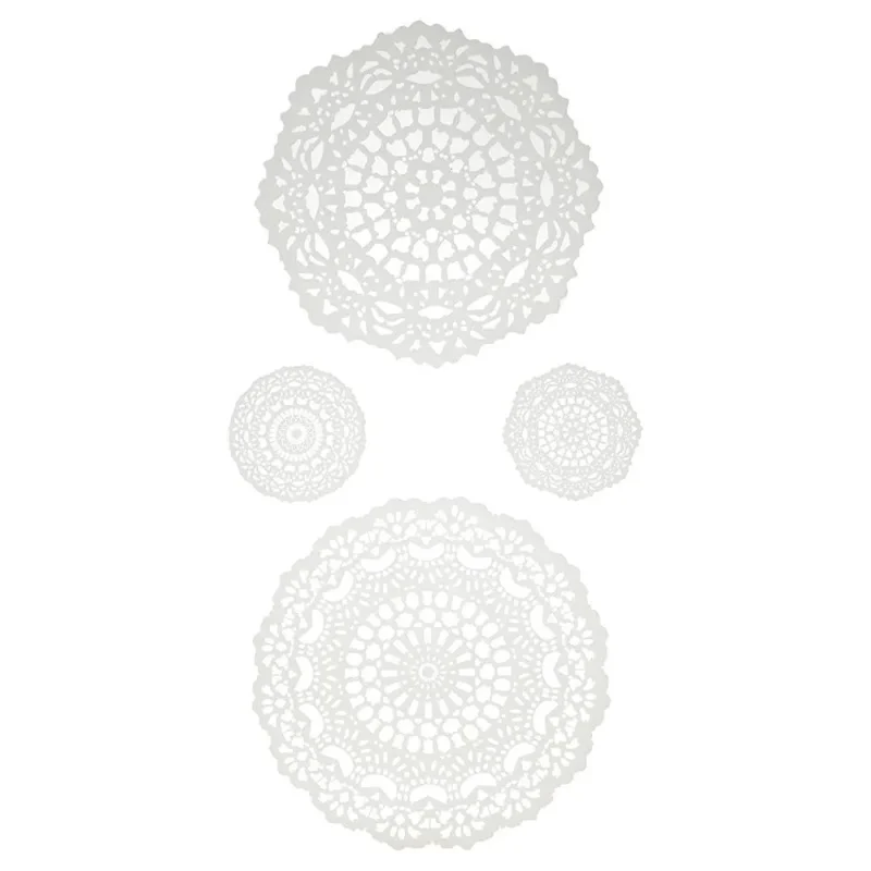 white doily paper craft stickers 4 pack