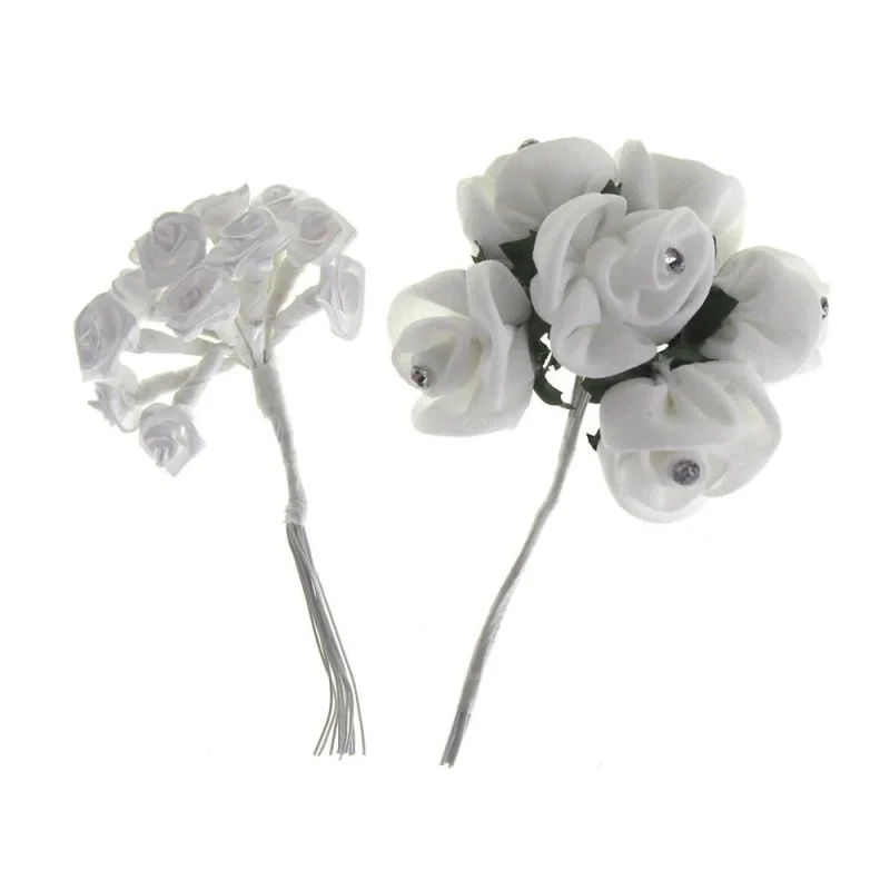 white fabric rose branches 4 inch 2 piece set