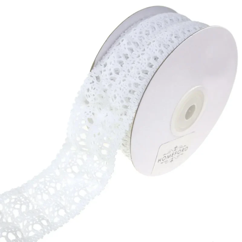 white feathered edge lace ribbon 1 7 8 x 5 yards