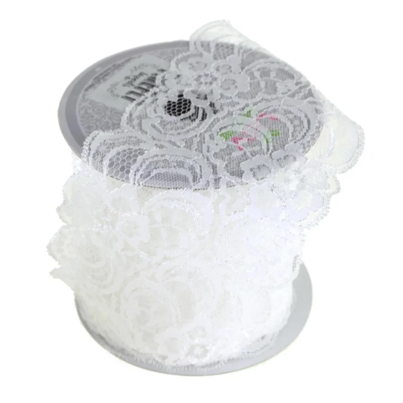 white floral lace trim ribbon 3 5 x 10 yards