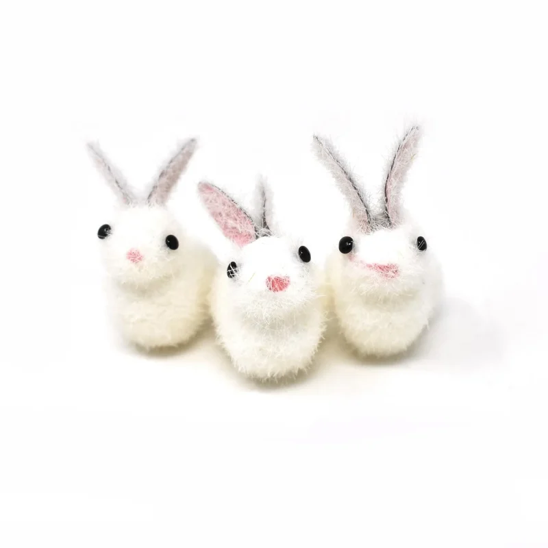 white fuzzy bunny set 1 5 inch 3 piece