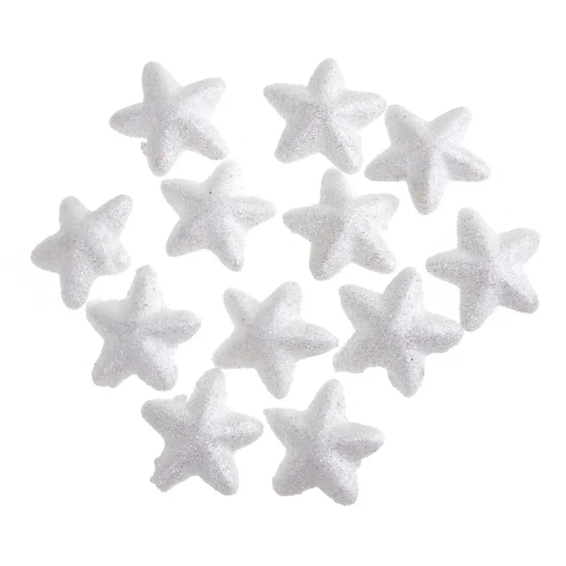 white glitter styrofoam stars 1 5 inch 12 pack for christmas