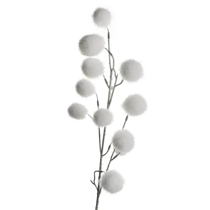 white glittered chestnut pods stem 30 inch