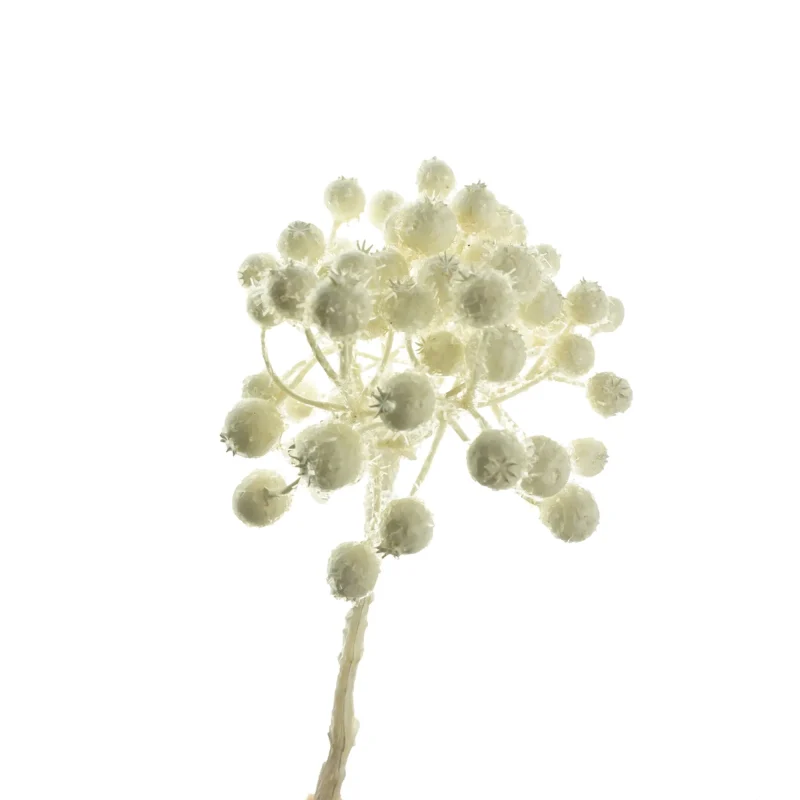 white glittered snow berry pick 9 inch